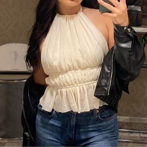 Elegant Cream Halter Top